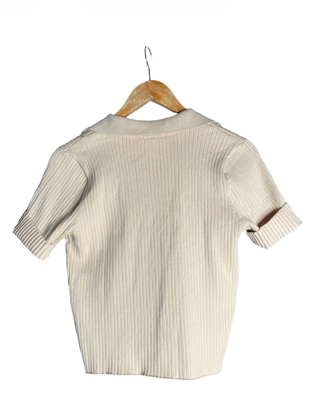 Calvin Klein Jeans Cream Ribbed Short Sleeve Polo - Picture 2 of 3